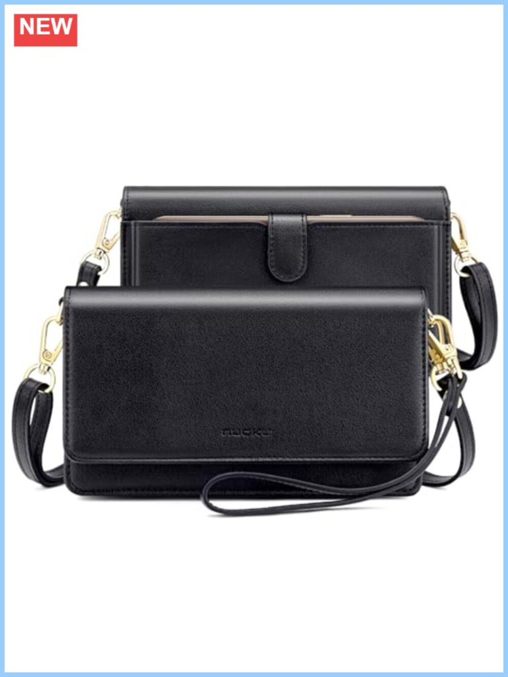 RFID Crossbody Bag Wallet Purse Wristlet Shoulder Strap Faux Leather